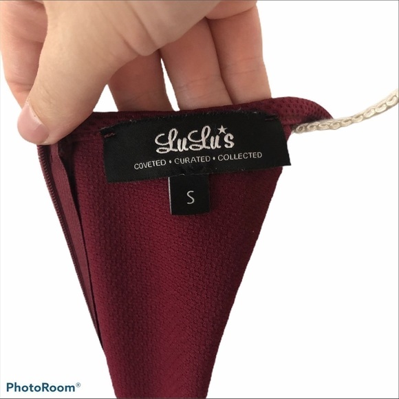 Lulu’s Red Wine Textured Waffle Fit & Flare Dress Small - Picture 5 of 8